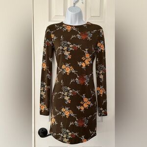 Forever 21 Olive Floral Long Sleeve Knit Dress | NWT | Size Small